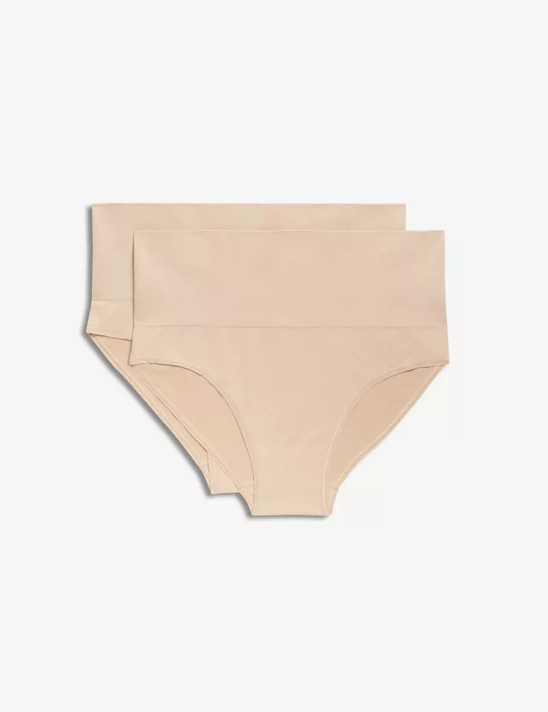 2pk Light Control Seamless High Leg Knickers