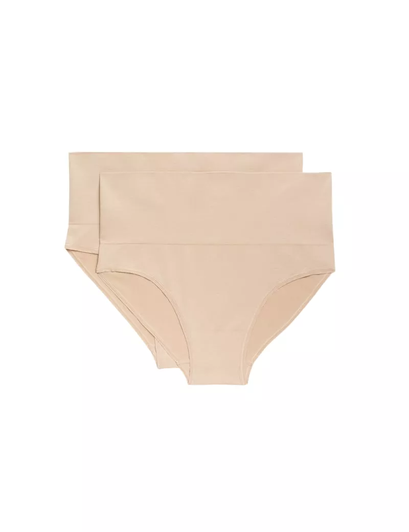 2pk Light Control Seamless High Leg Knickers