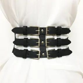 3 Straps BeltsSoft Faux Leather Elastic Leather Straps