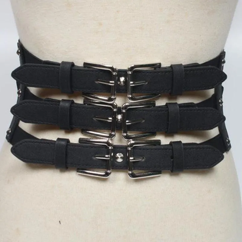 3 Straps BeltsSoft Faux Leather Elastic Leather Straps