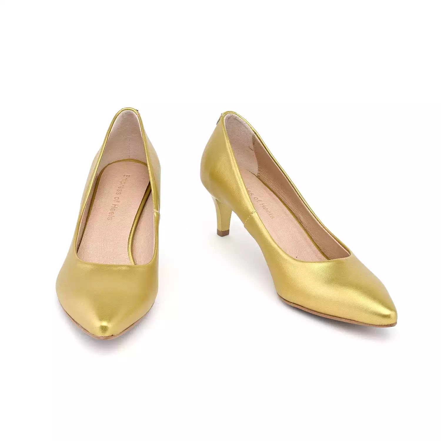 55mm Vegan Apple Leather Heels | Golden Glamour