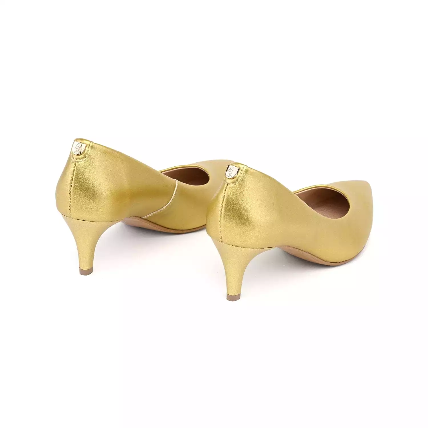 55mm Vegan Apple Leather Heels | Golden Glamour