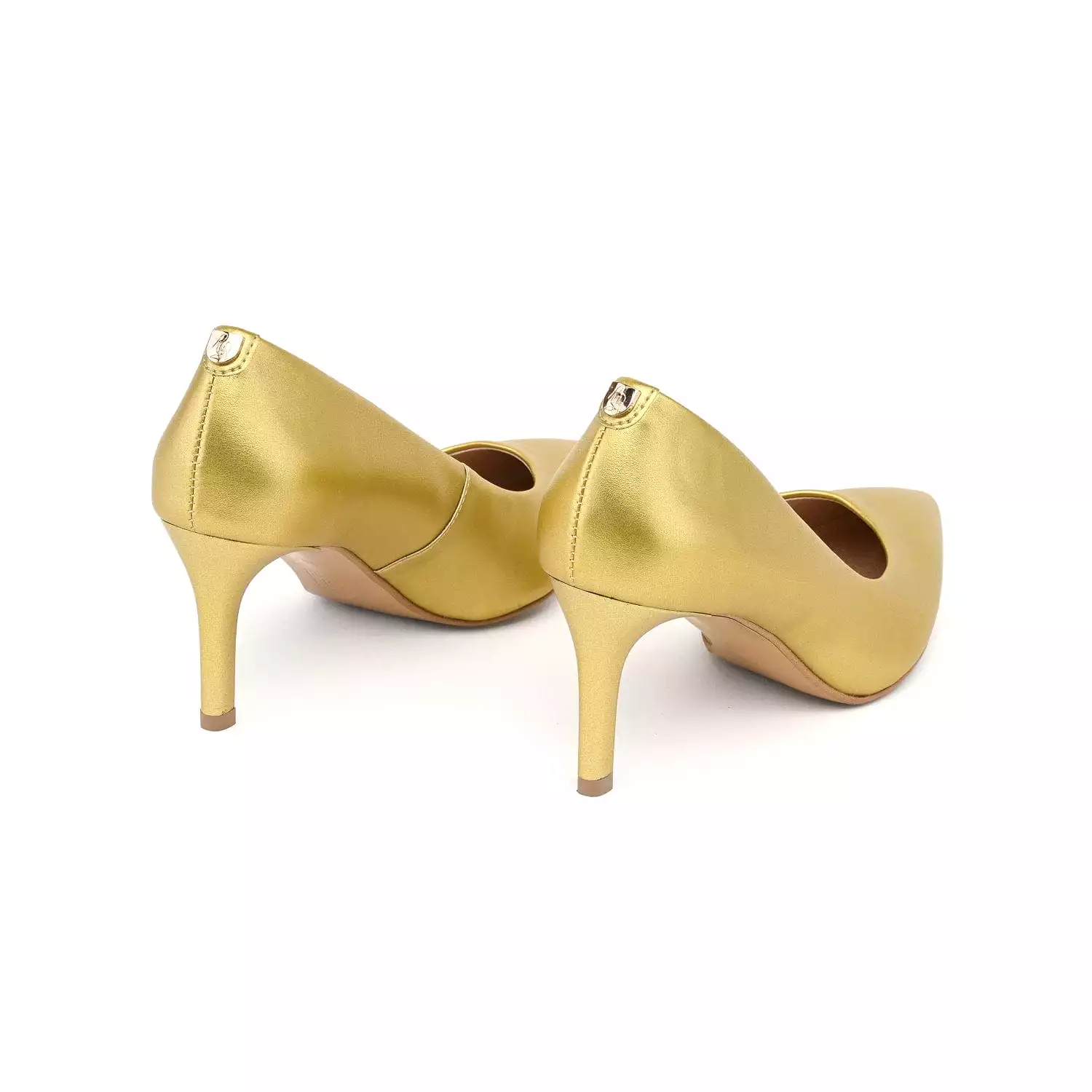 75mm Vegan Apple Leather Heels | Golden Glamour