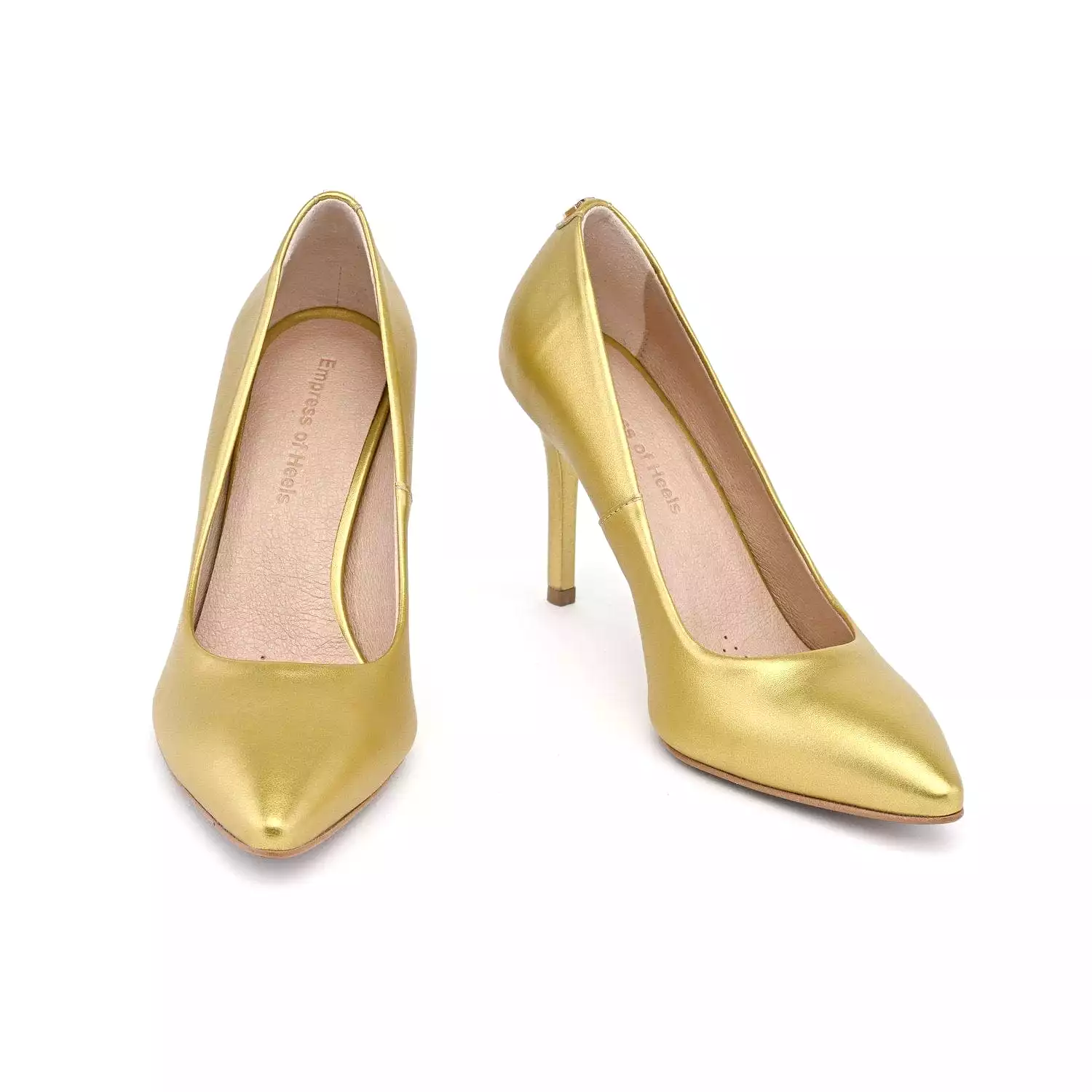 95mm Vegan Apple Leather Heels | Golden Glamour