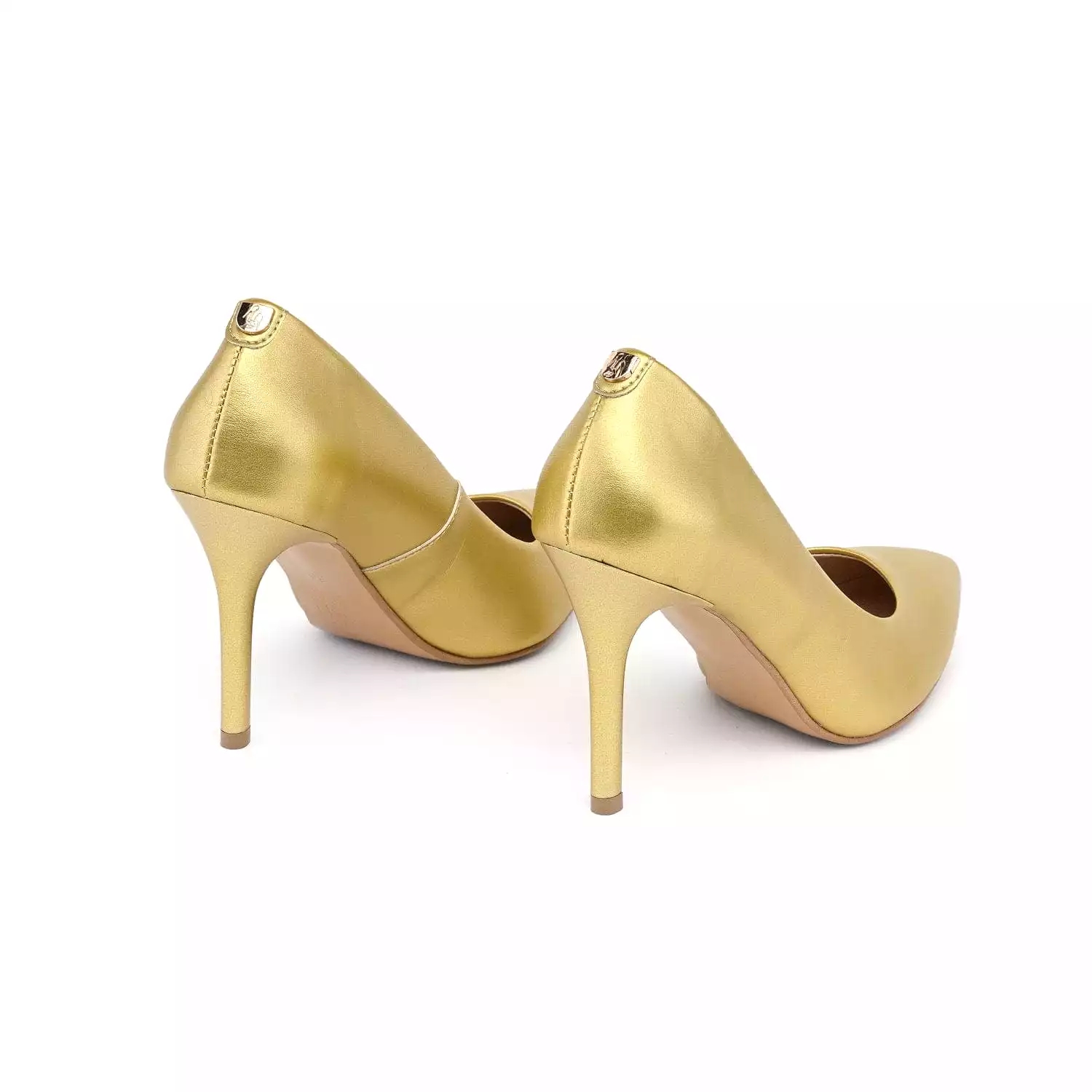 95mm Vegan Apple Leather Heels | Golden Glamour