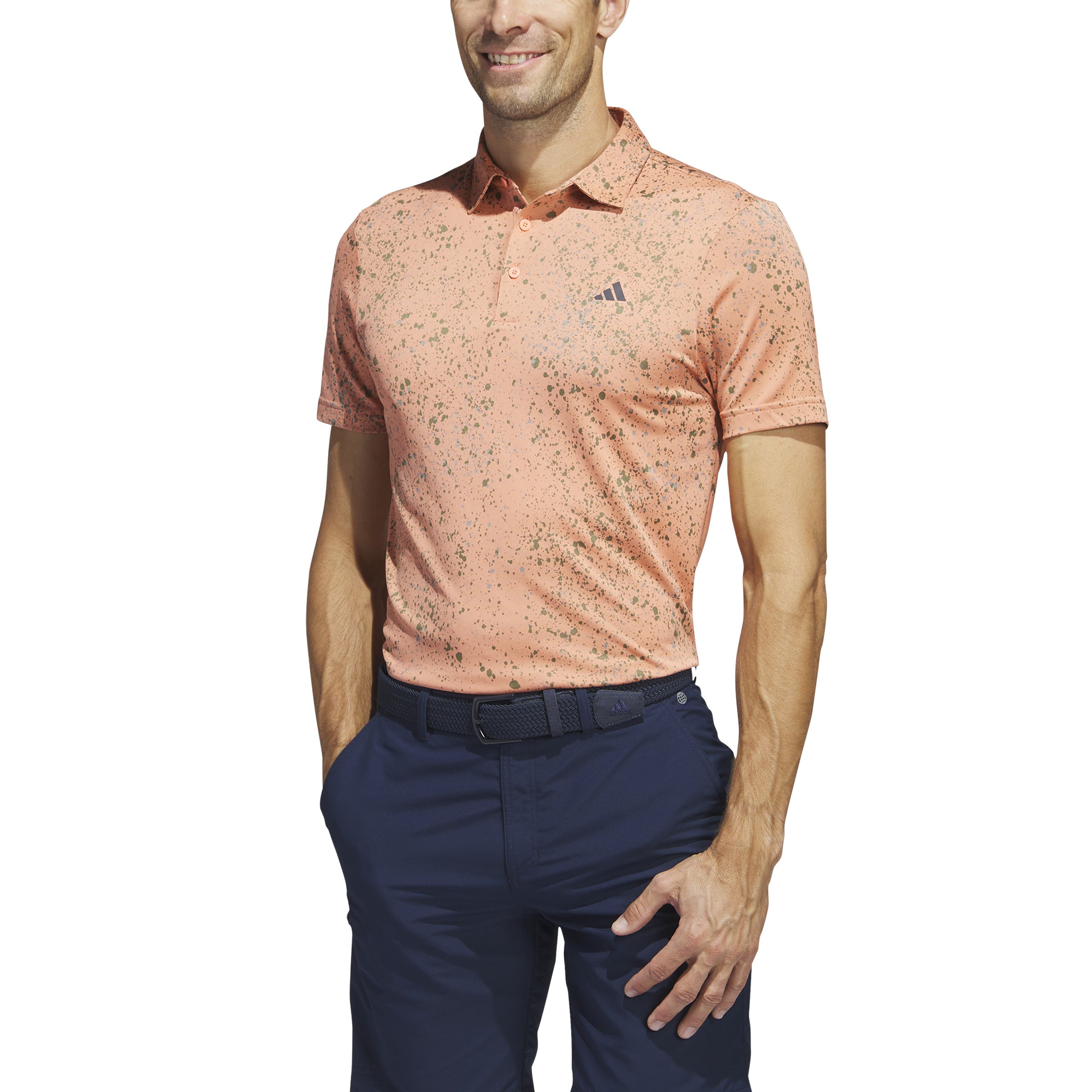 adidas Golf Shirt - Jacquard Polo - Coral Fusion SS23