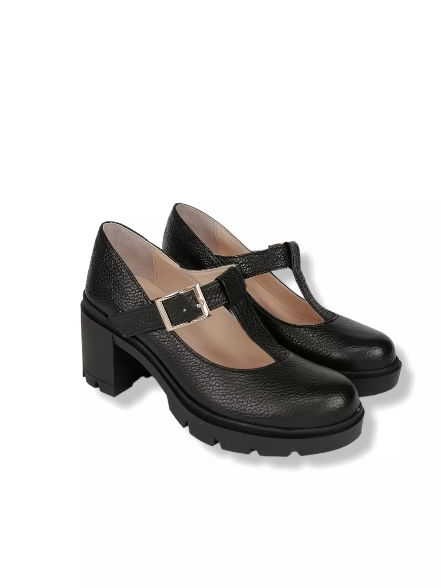 ALICE MARY JANES BLACK RUBBER HEELS (7,5C