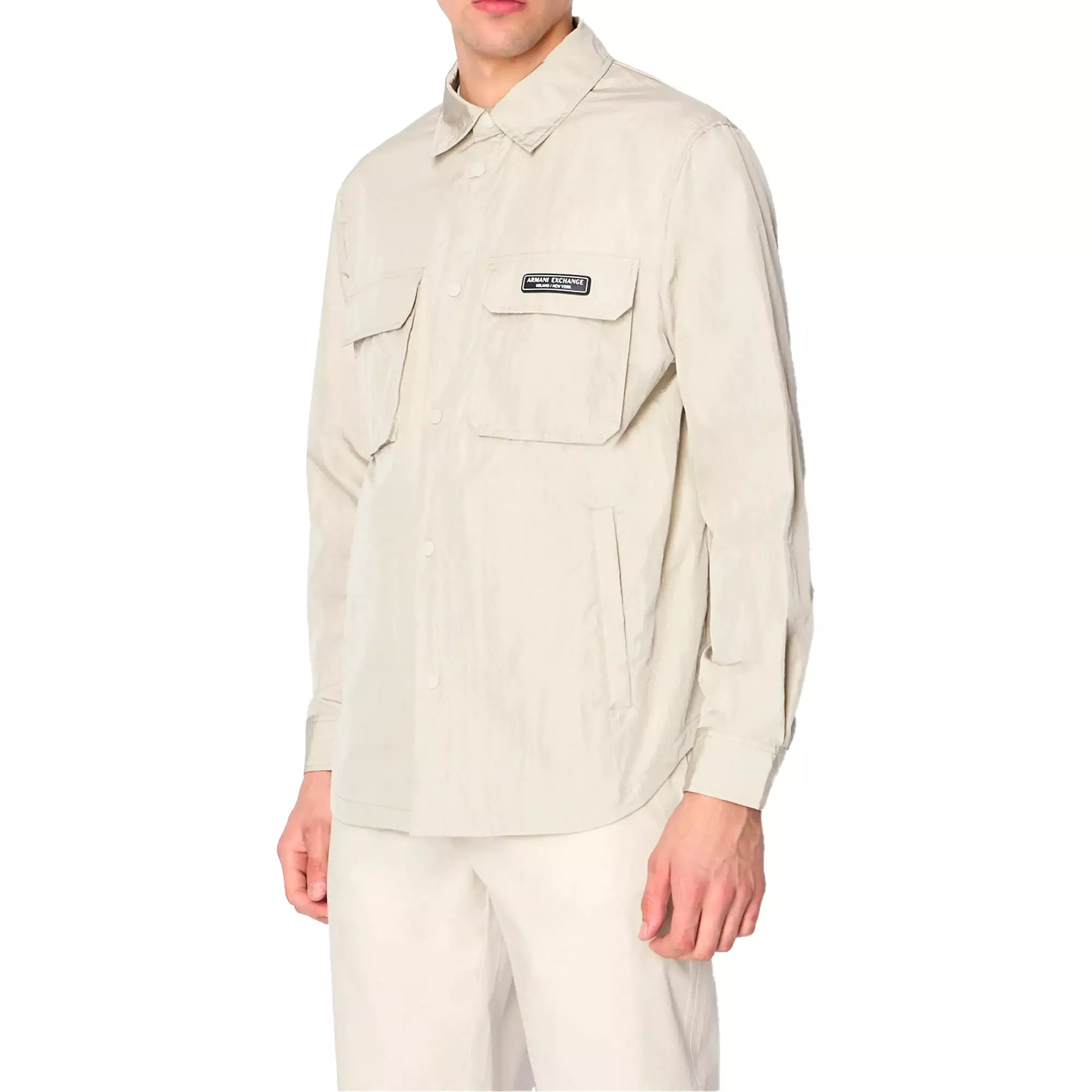 Armani Exchange Technical Nylon Overshirt - White Pepper