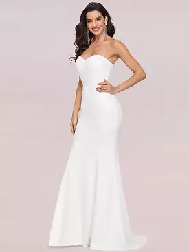 AshoreShop White Elegant Long Wedding Dress Sweep Great Fit Sleeveless Classic Backless