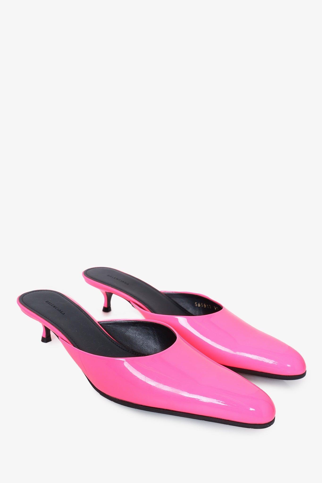 Balenciaga Pink Patent Round Toe Mules Size 37