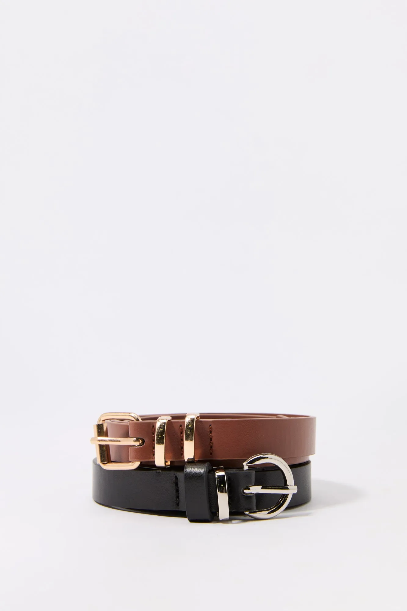 Basic Faux-Leather Belt (2 Pack)