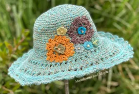 BEAUTIFUL POWDER BLUE BLOSSOM CROCHET HAT