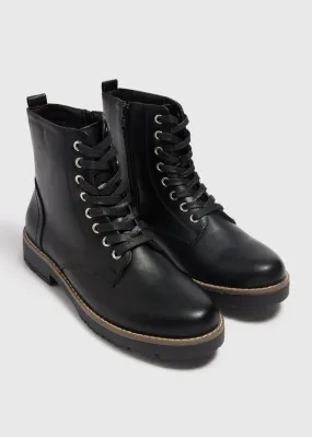 Black Lace Up Biker Boots