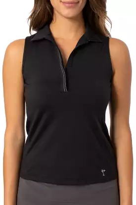 Black Sleeveless Fabulous Polo