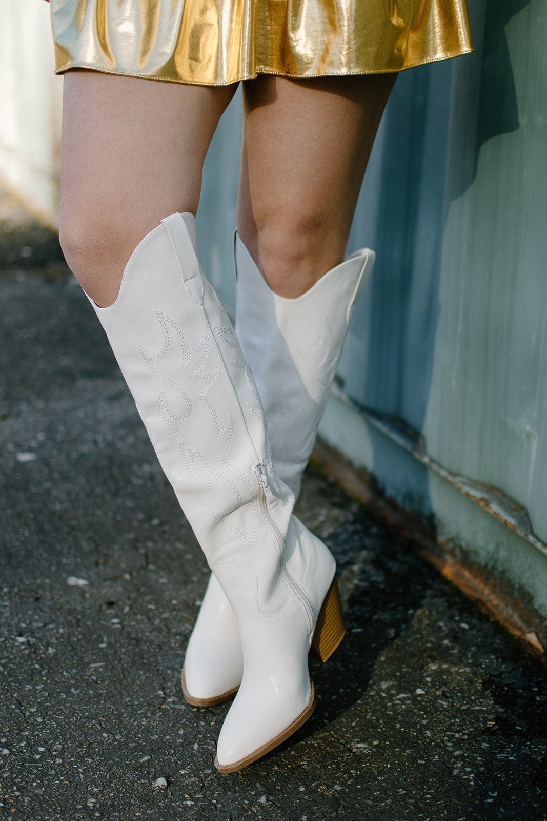 Bone Knee High Cowgirl Boots