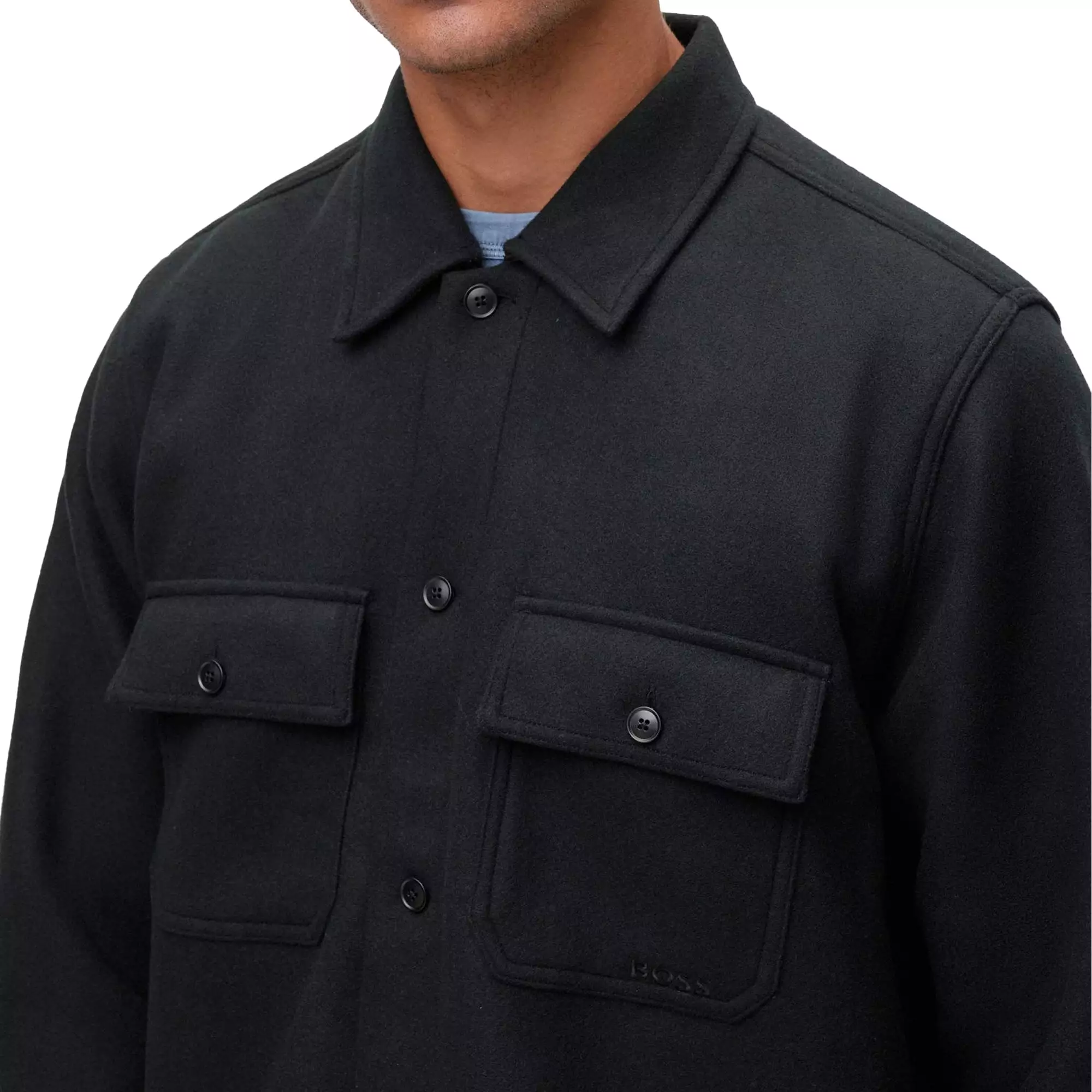 Boss Lovvo Fleece Pile Overshirt - Black