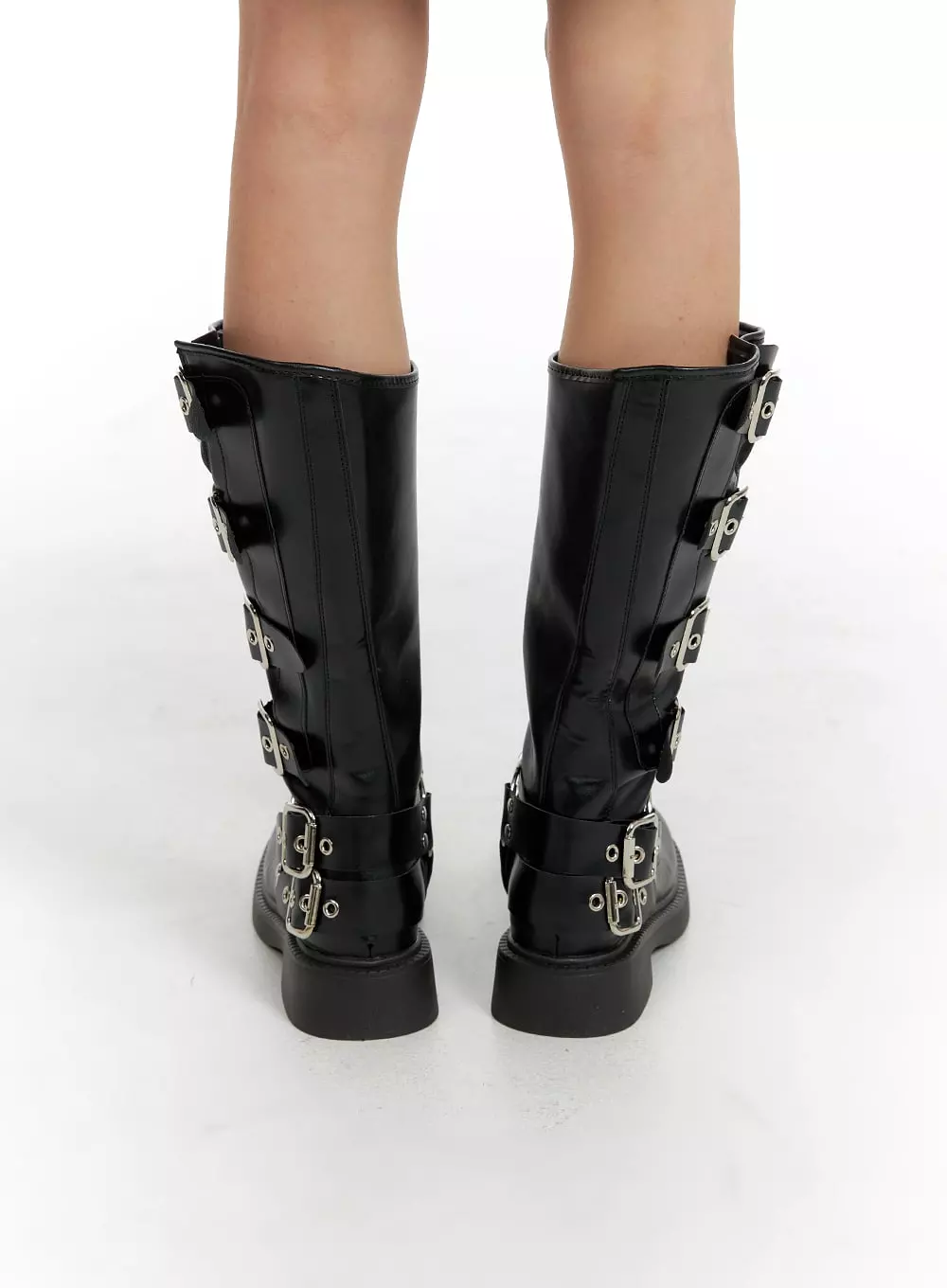 Buckle Faux Leather Boots CF428