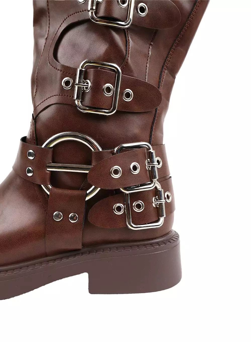 Buckle Faux Leather Boots CF428