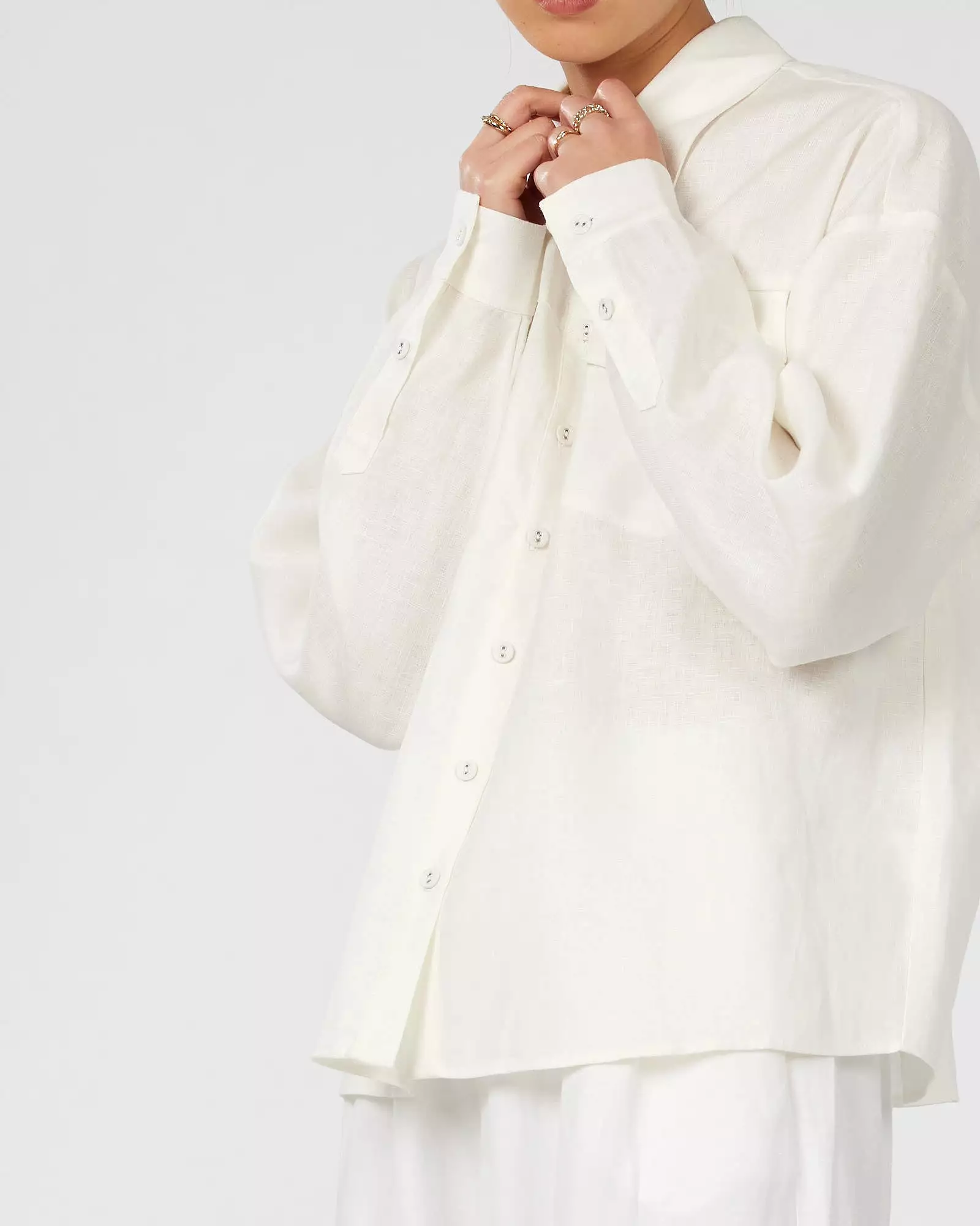 Byron Linen Overshirt - White