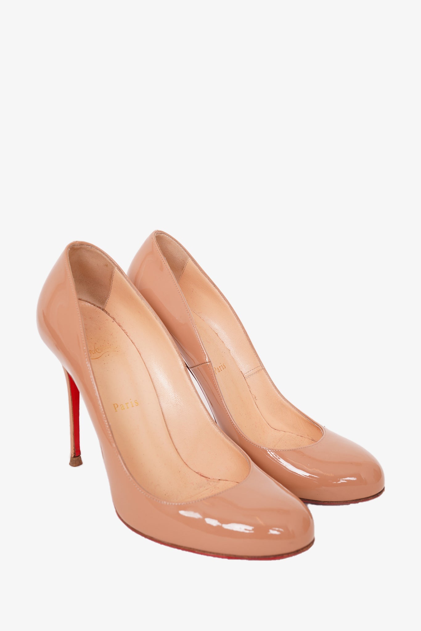 Christian Louboutin Beige Patent Round Toe Heels Size 40