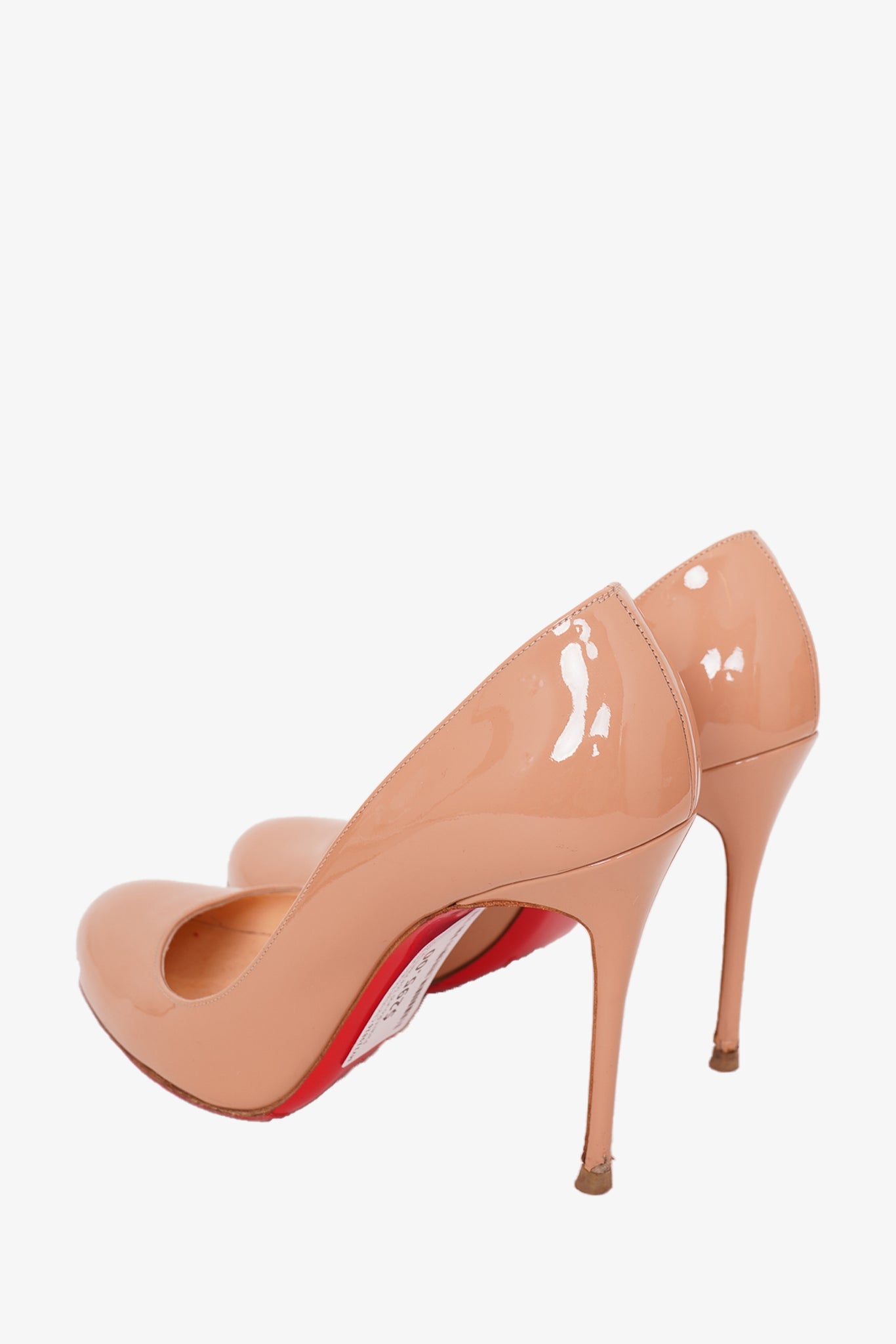 Christian Louboutin Beige Patent Round Toe Heels Size 40