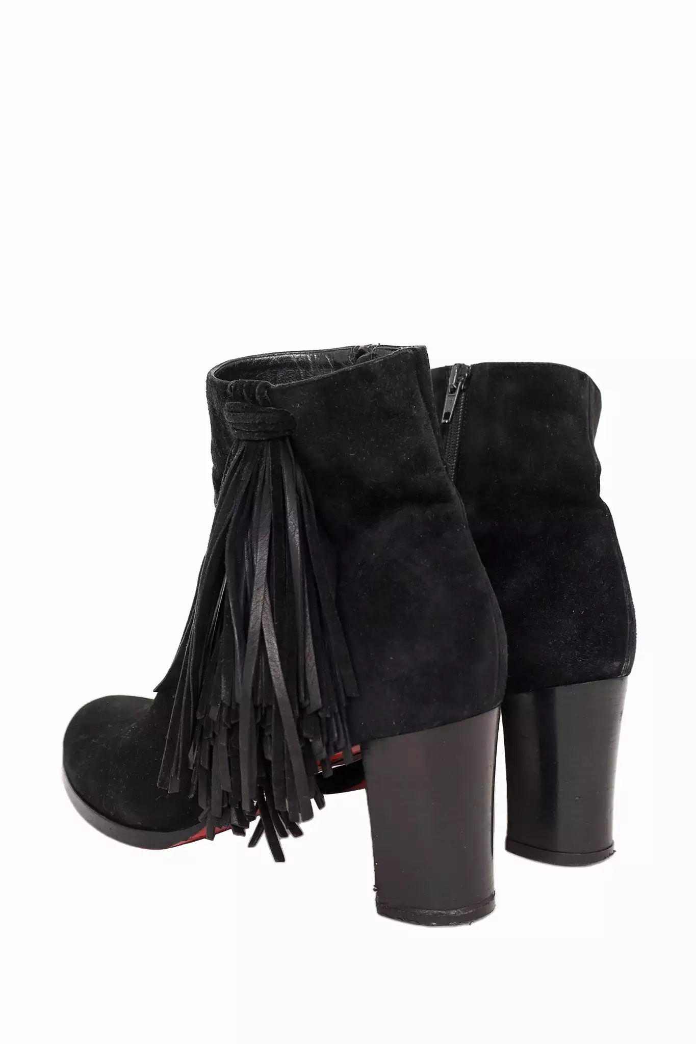 Christian Louboutin Black Suede Ankle Boots with Tassel size 42