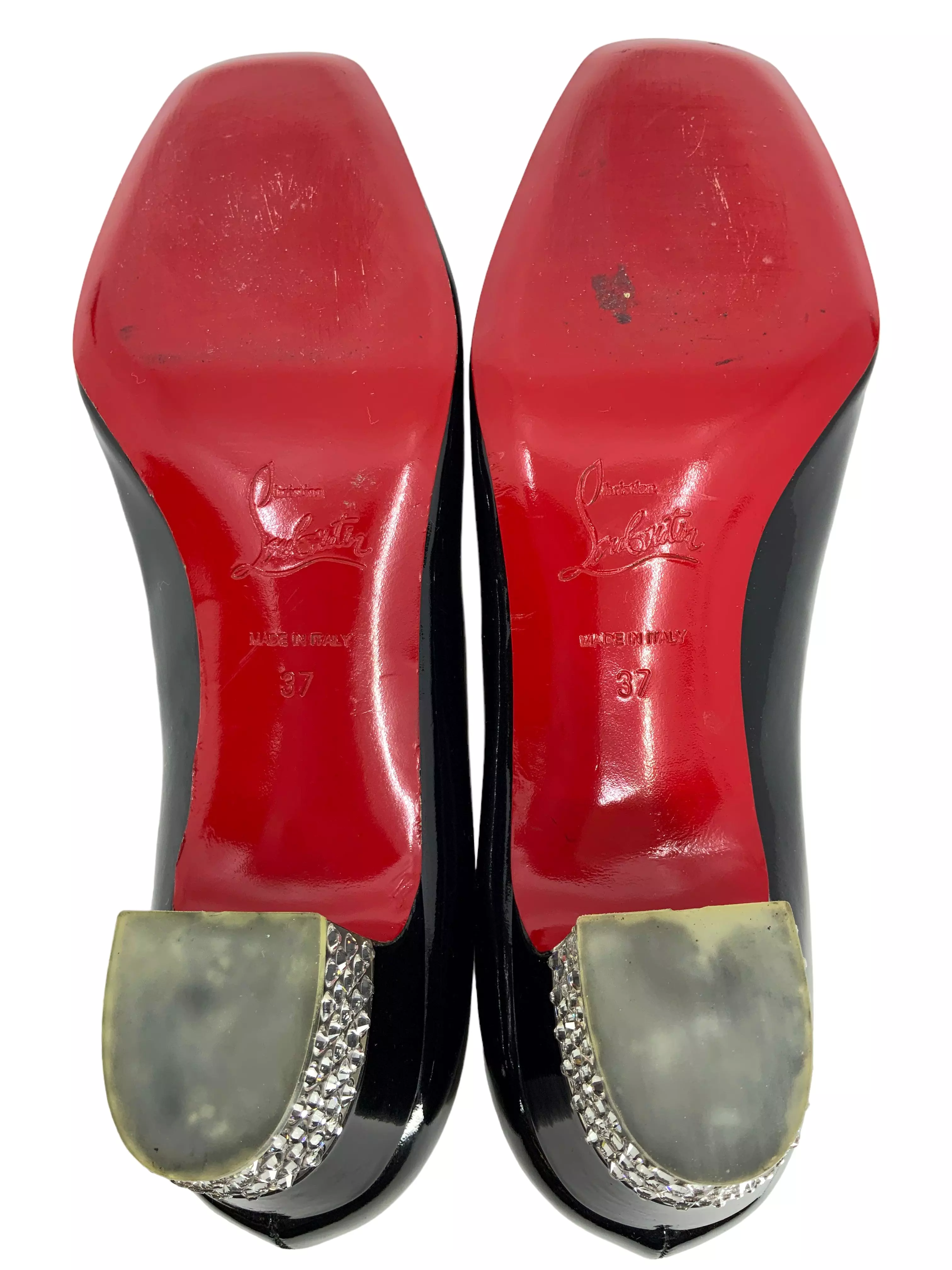 Christian Louboutin Patent Leather Embellished Heel Pumps Size 7