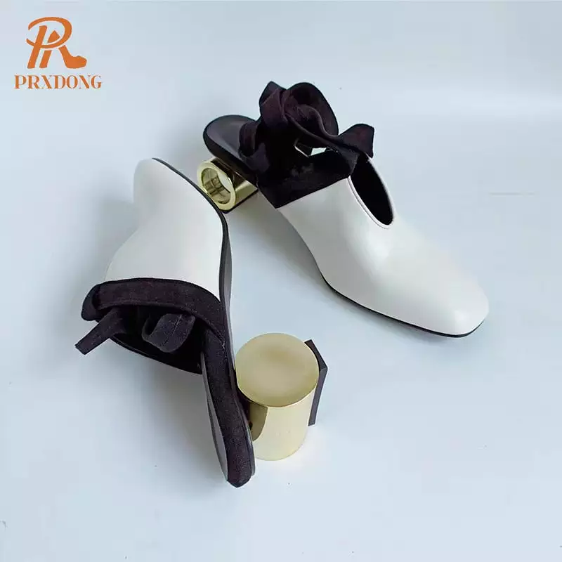 Classics Cross-tied Genuine Leather Round Toe Platform Med Heels Retro Dress Pump