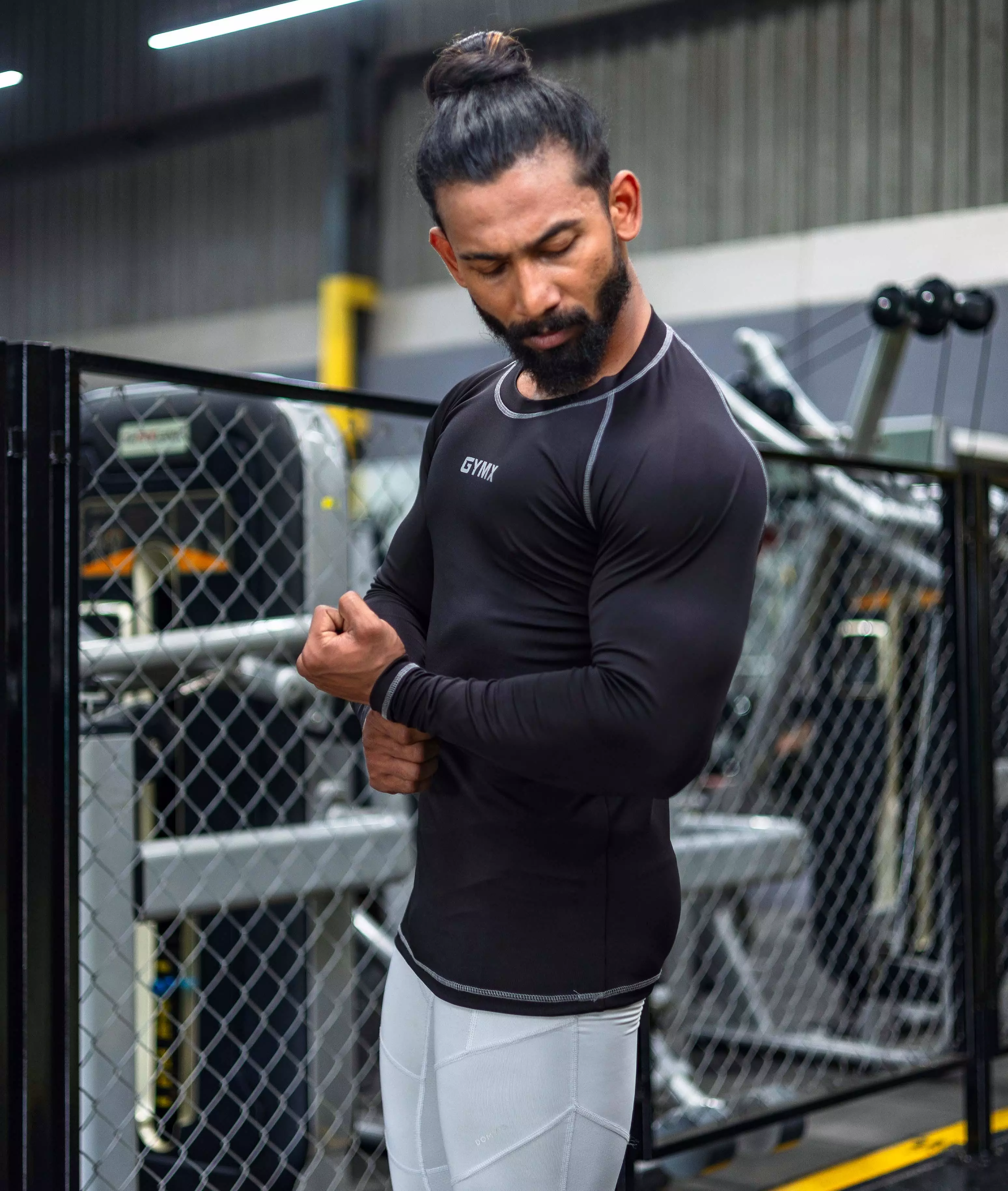 Compression GymX Full Sleeve Tee: Black