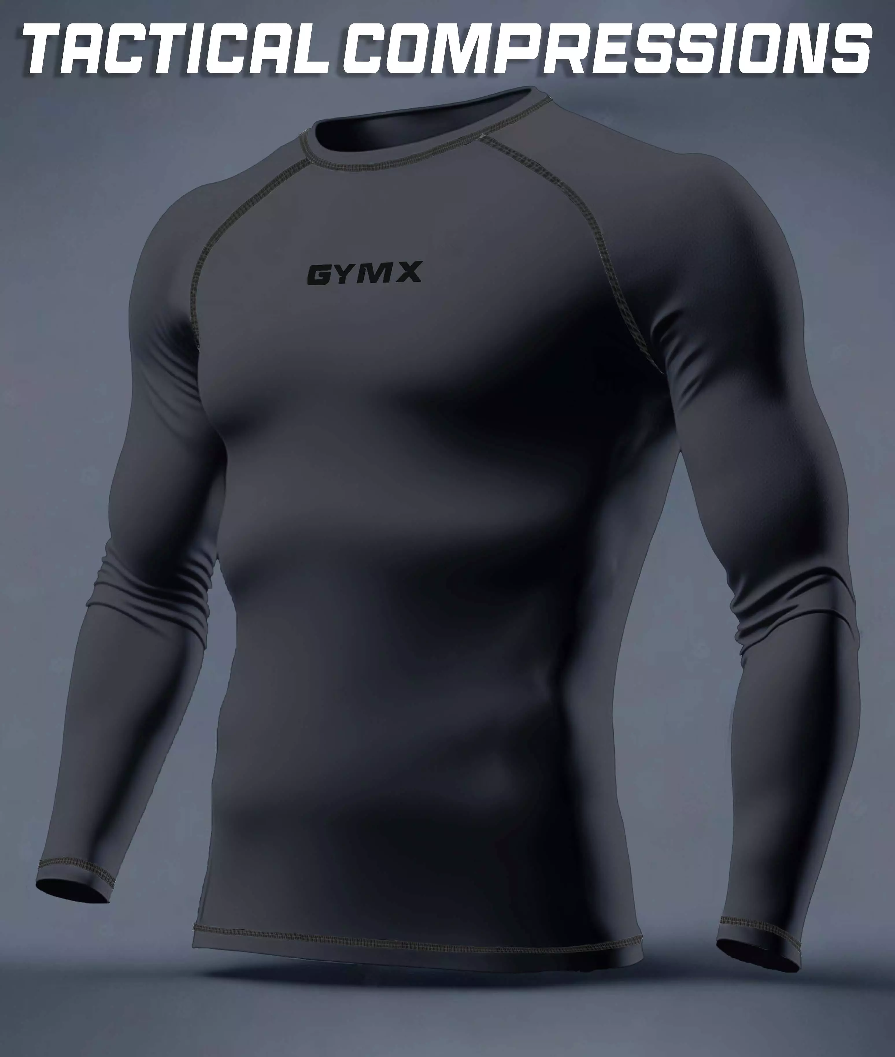 Compression GymX Full Sleeve Tee: Carbon Grey