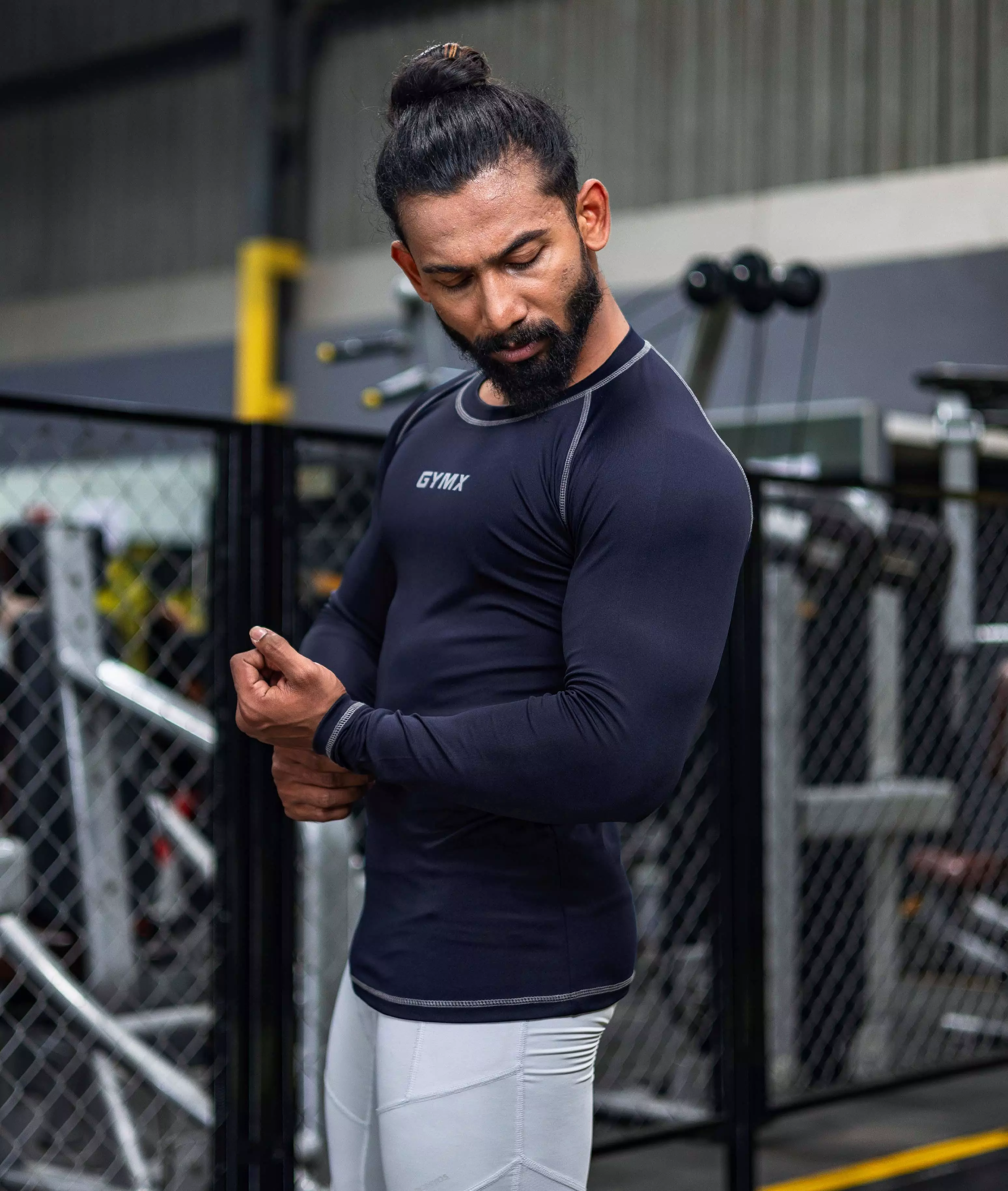 Compression GymX Full Sleeve Tee: Navy Blue