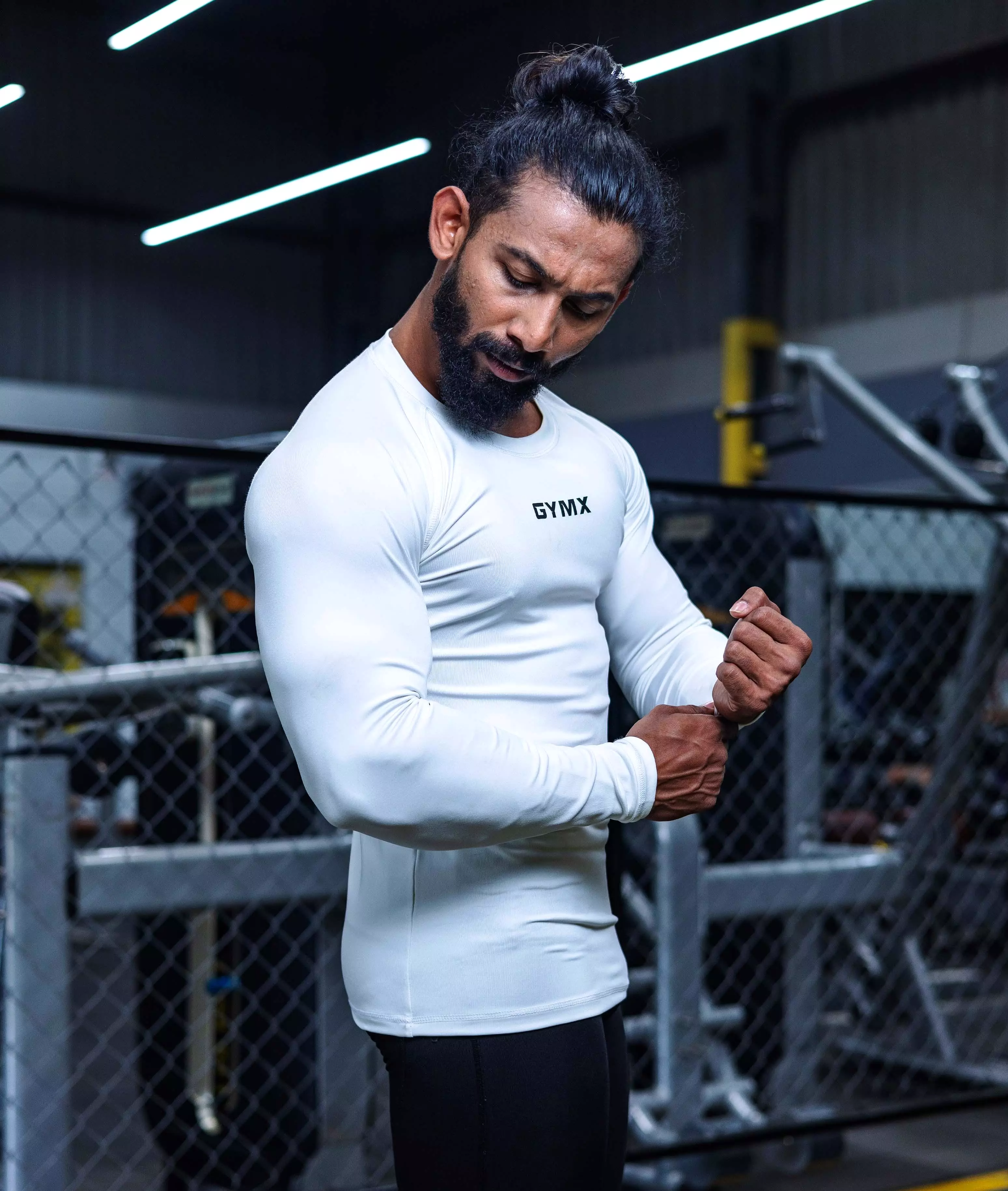 Compression GymX Full SleeveTee: Perfect White