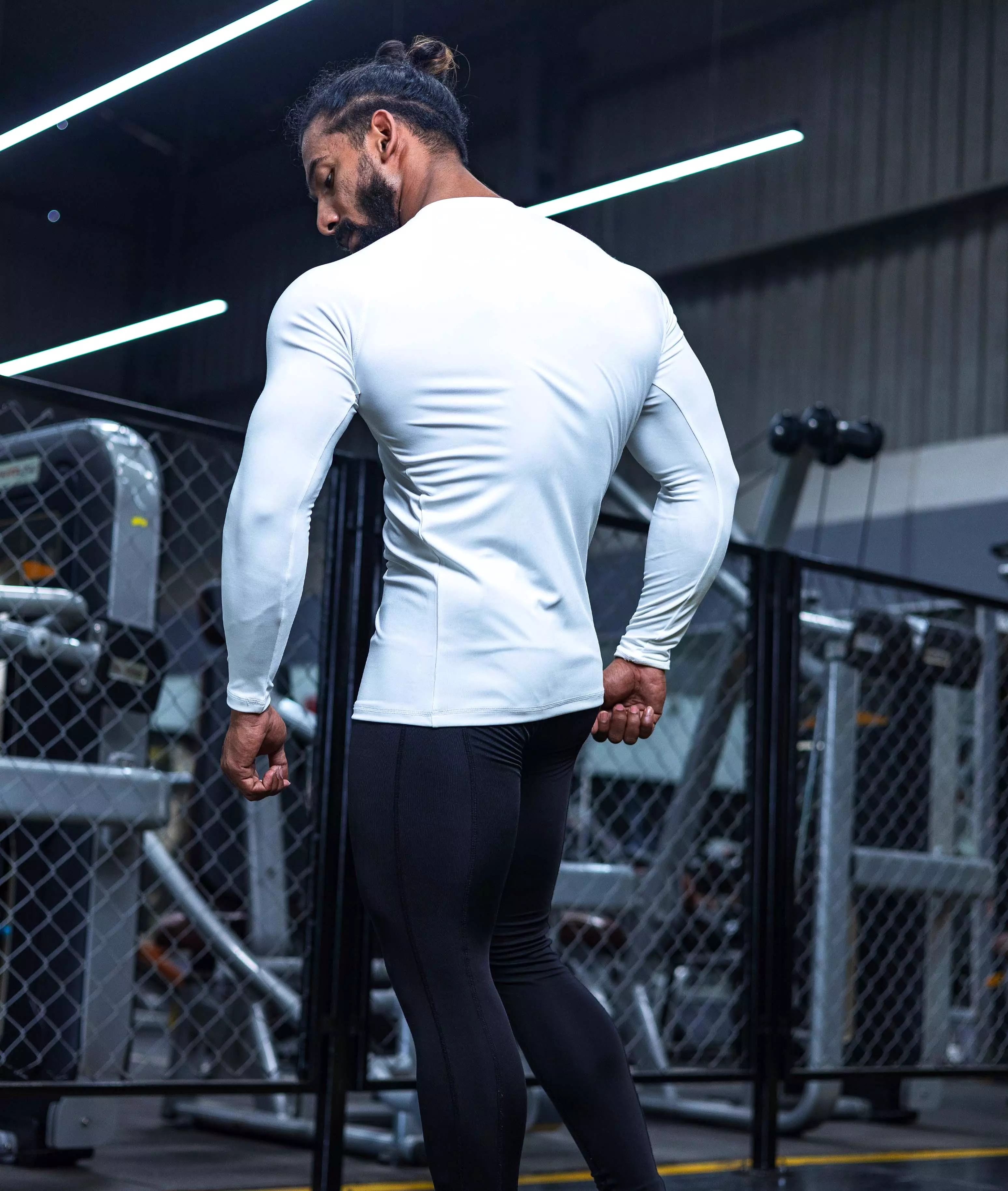 Compression GymX Full SleeveTee: Perfect White