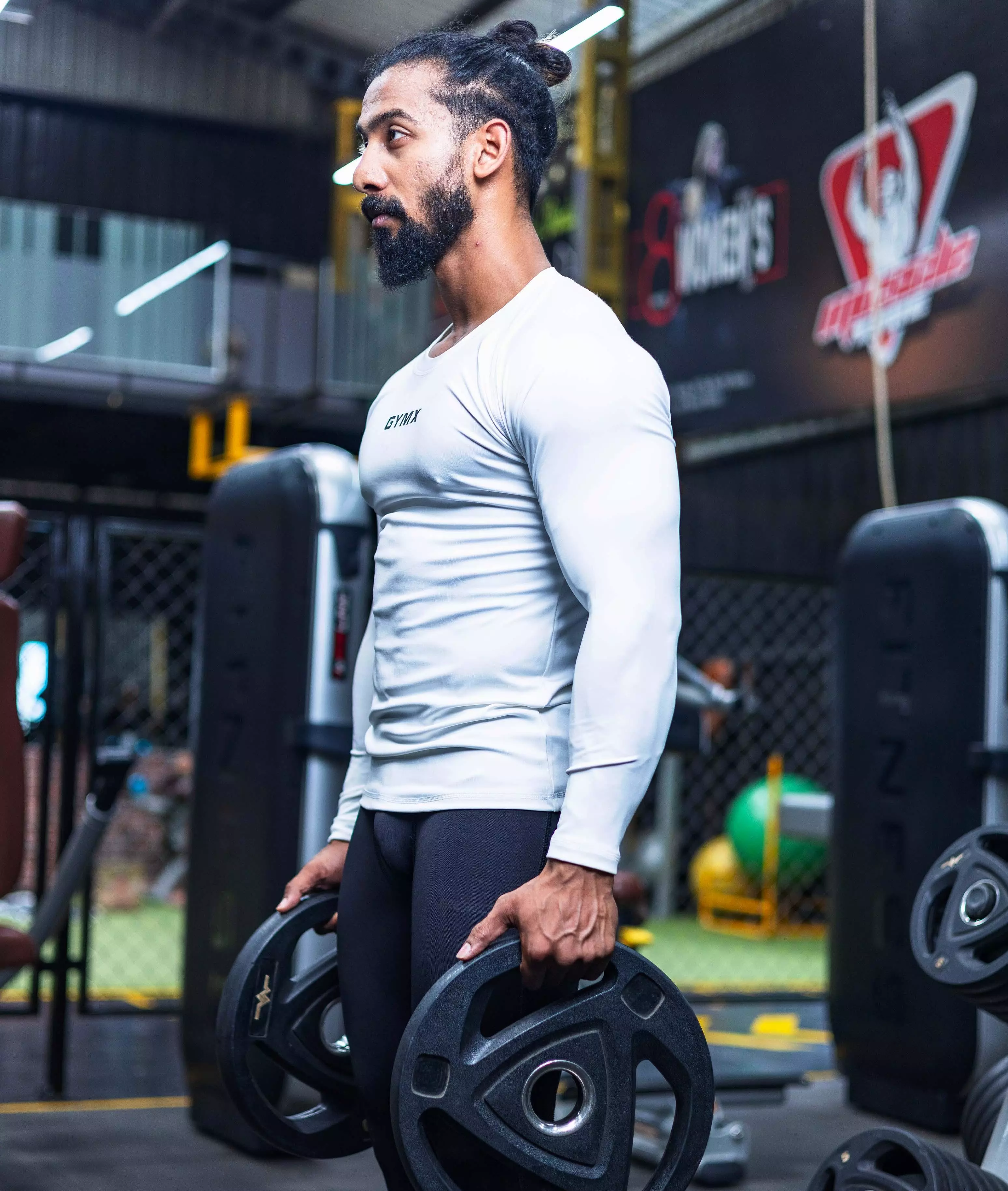 Compression GymX Full SleeveTee: Perfect White