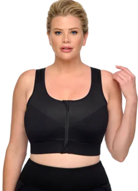 Compression Sport Bra, Wireless with Front zipper. OUR SPORT BRAS RUN BIG IN SIZE. Choose One Size Smaller Than Your Regular Siz