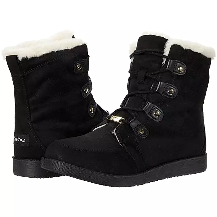 Cozy comfy Faux fur lining babe black boots