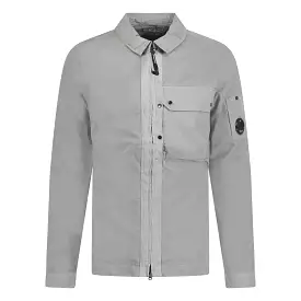 CP COMPANY FULL ZIP LENS OVERSHIRT GREY