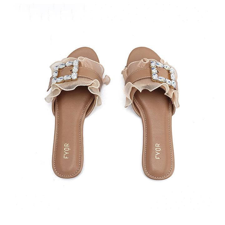 Crystal Brooch Round toe Sandal MY 316