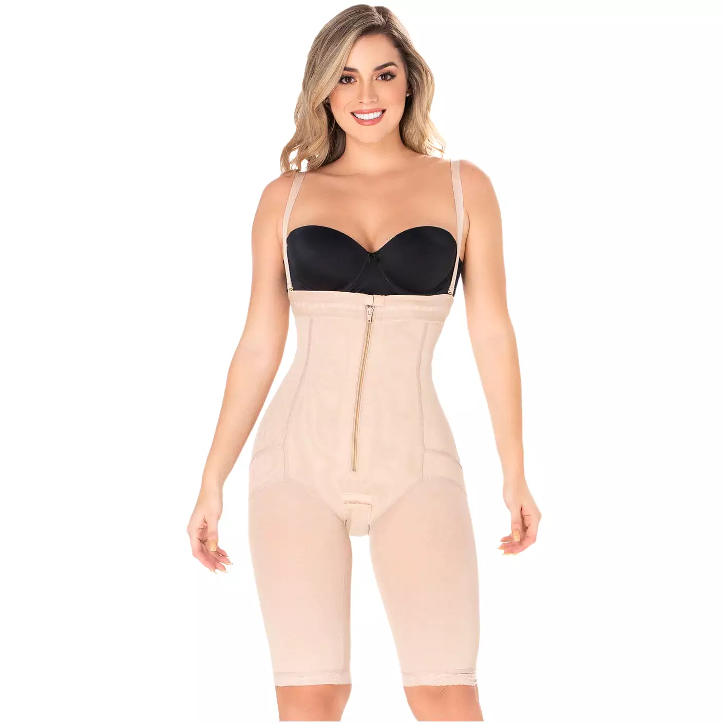 Diane & Geordi 2414 | Postpartum Butt Lifter Tummy Control Capri Shapewear | Open Bust Knee Length Body Shaper for Women | Power