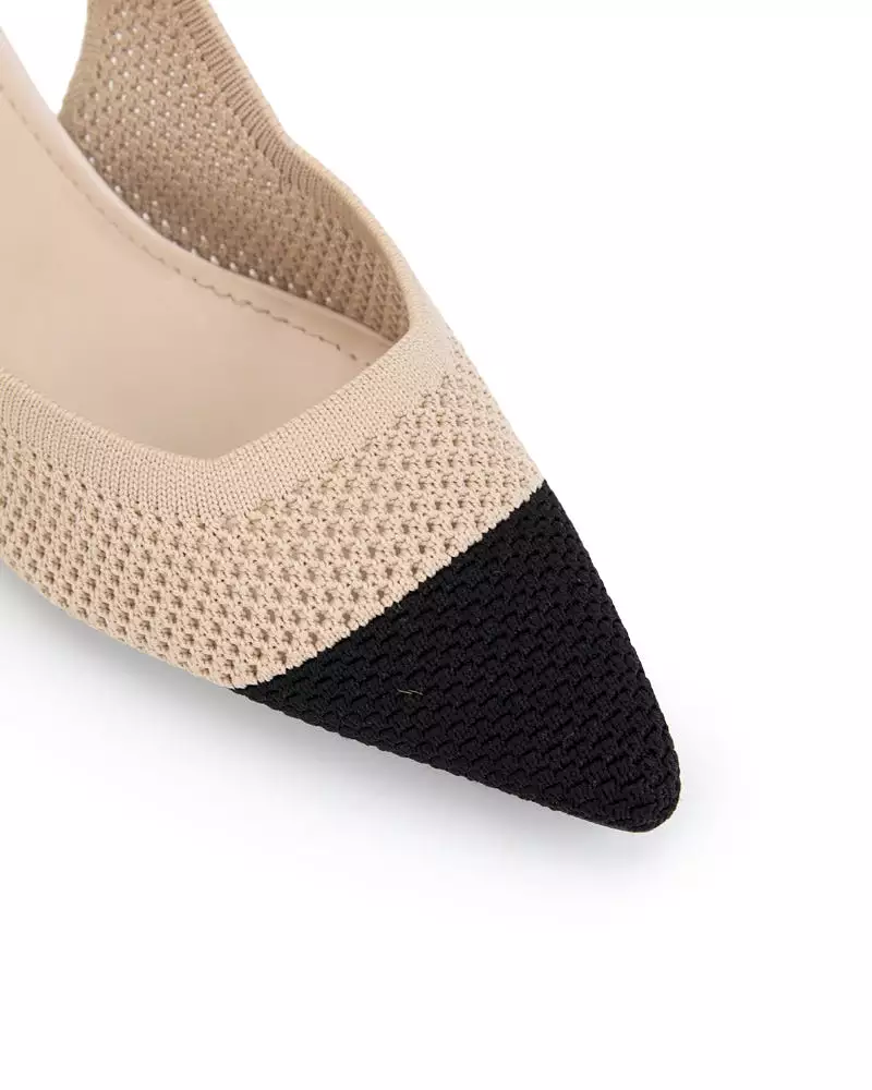 Elastic Knit Slingback Kitten Heel Pumps