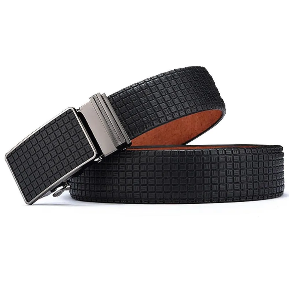 Fashion Design Men's Solid Pattern Genuine Leather Waist Belt Waistband