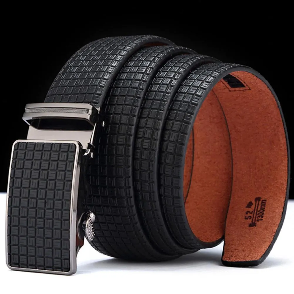 Fashion Design Men's Solid Pattern Genuine Leather Waist Belt Waistband