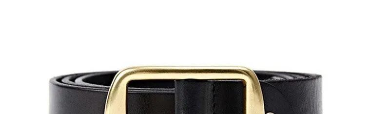 Fashion Men's Solid 3.8cm Width Cow Leather Brass Metal Pin Buckle Belt