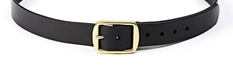 Fashion Men's Solid 3.8cm Width Cow Leather Brass Metal Pin Buckle Belt