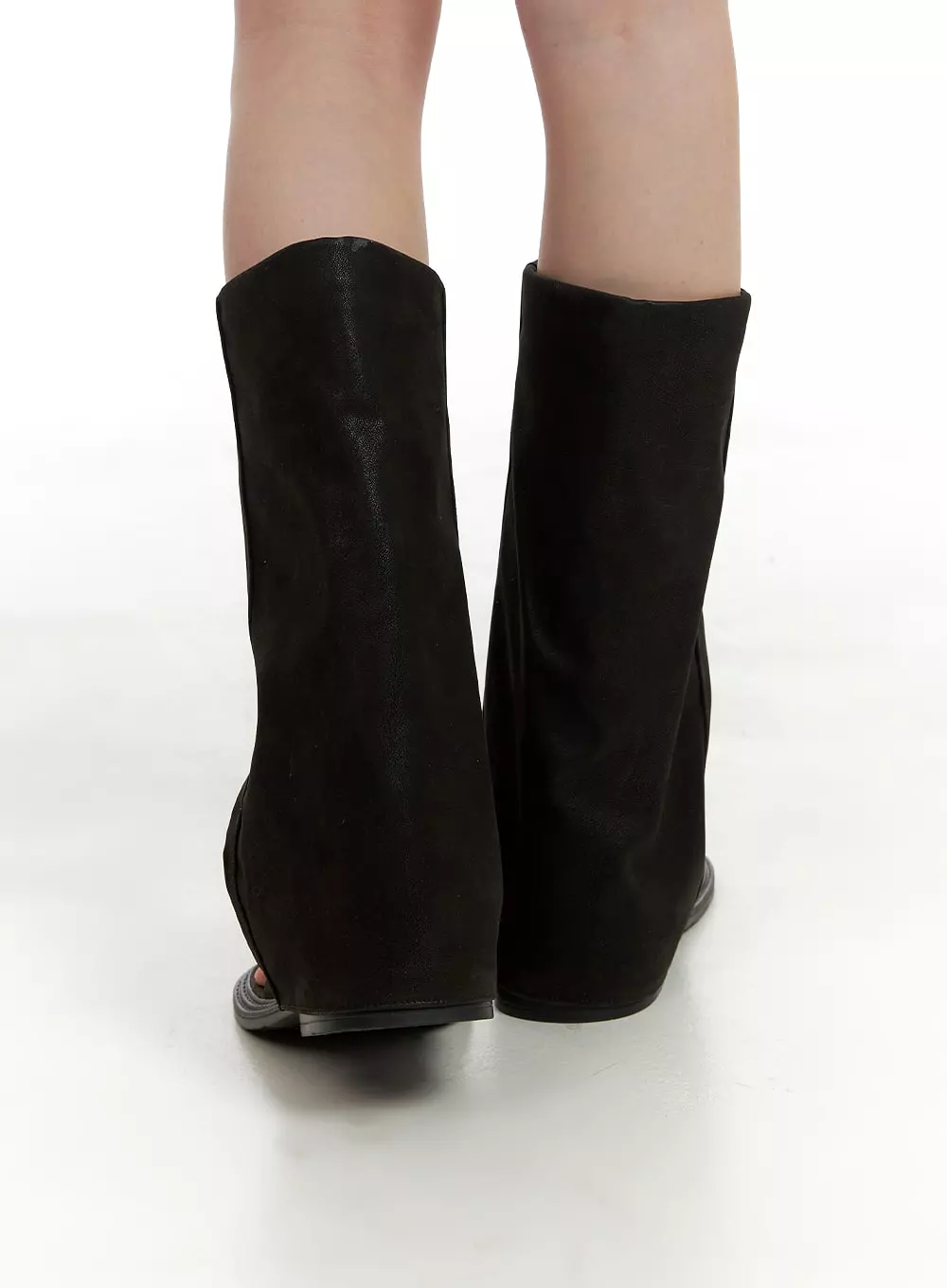 Faux Leather Open Toe Long Boots CA411