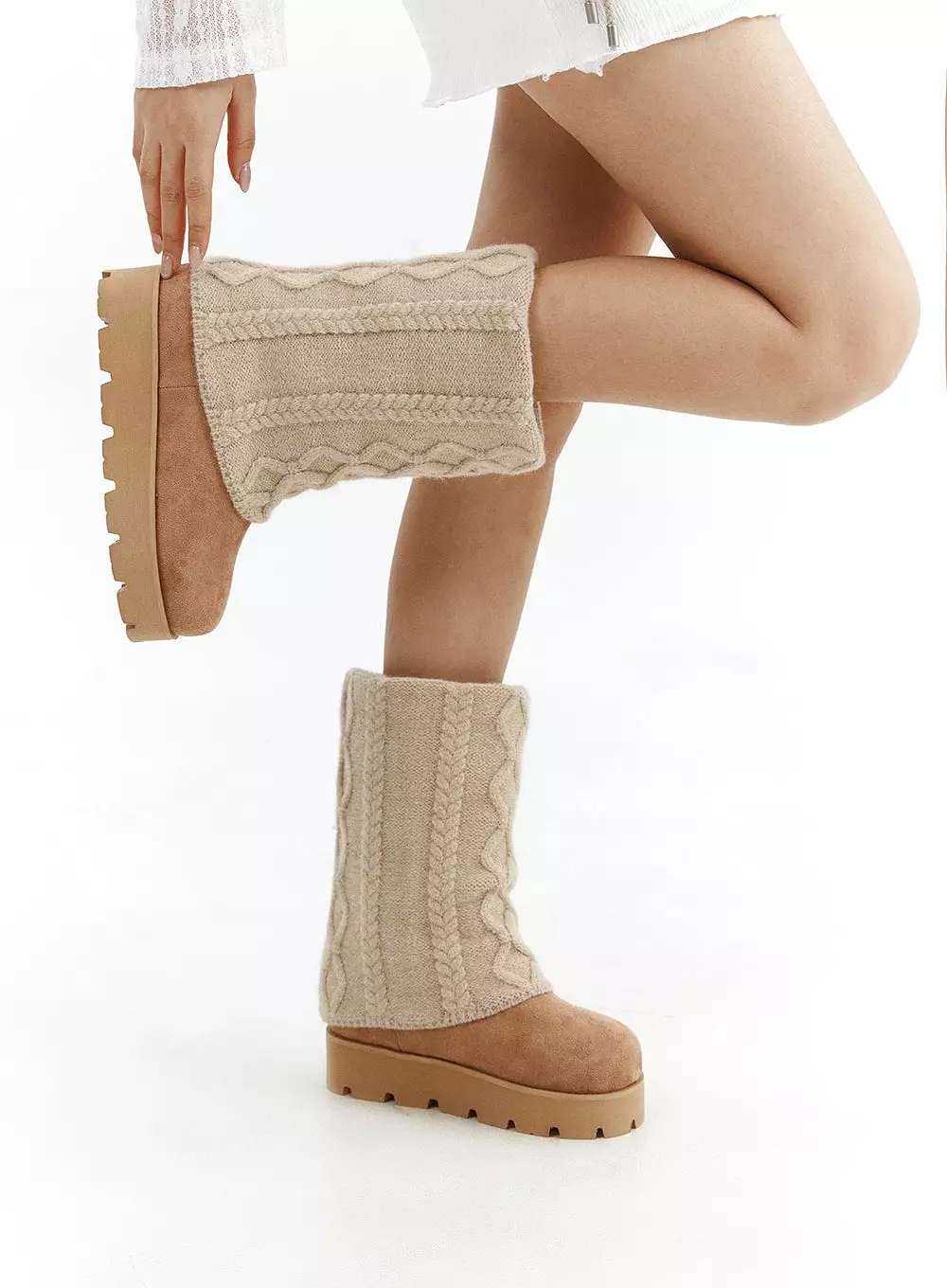 Faux Shearling Knee Boots CJ423