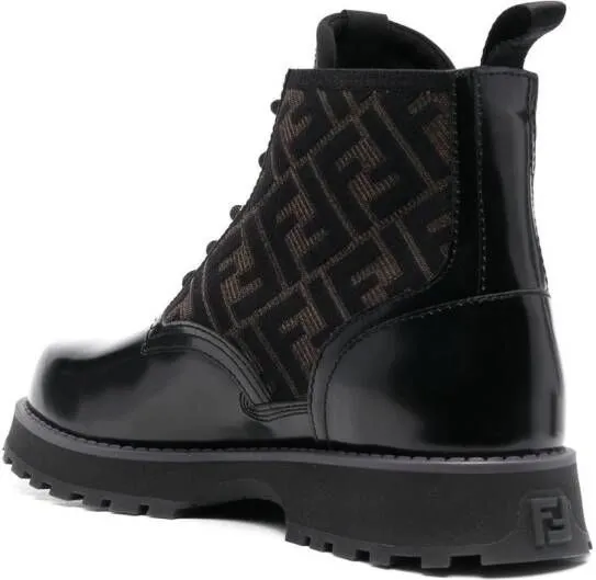 FENDI leather biker boots Black