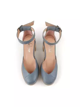 FIONA RAF BLUE LEATHER RUBBER HEELS (7,5cm)