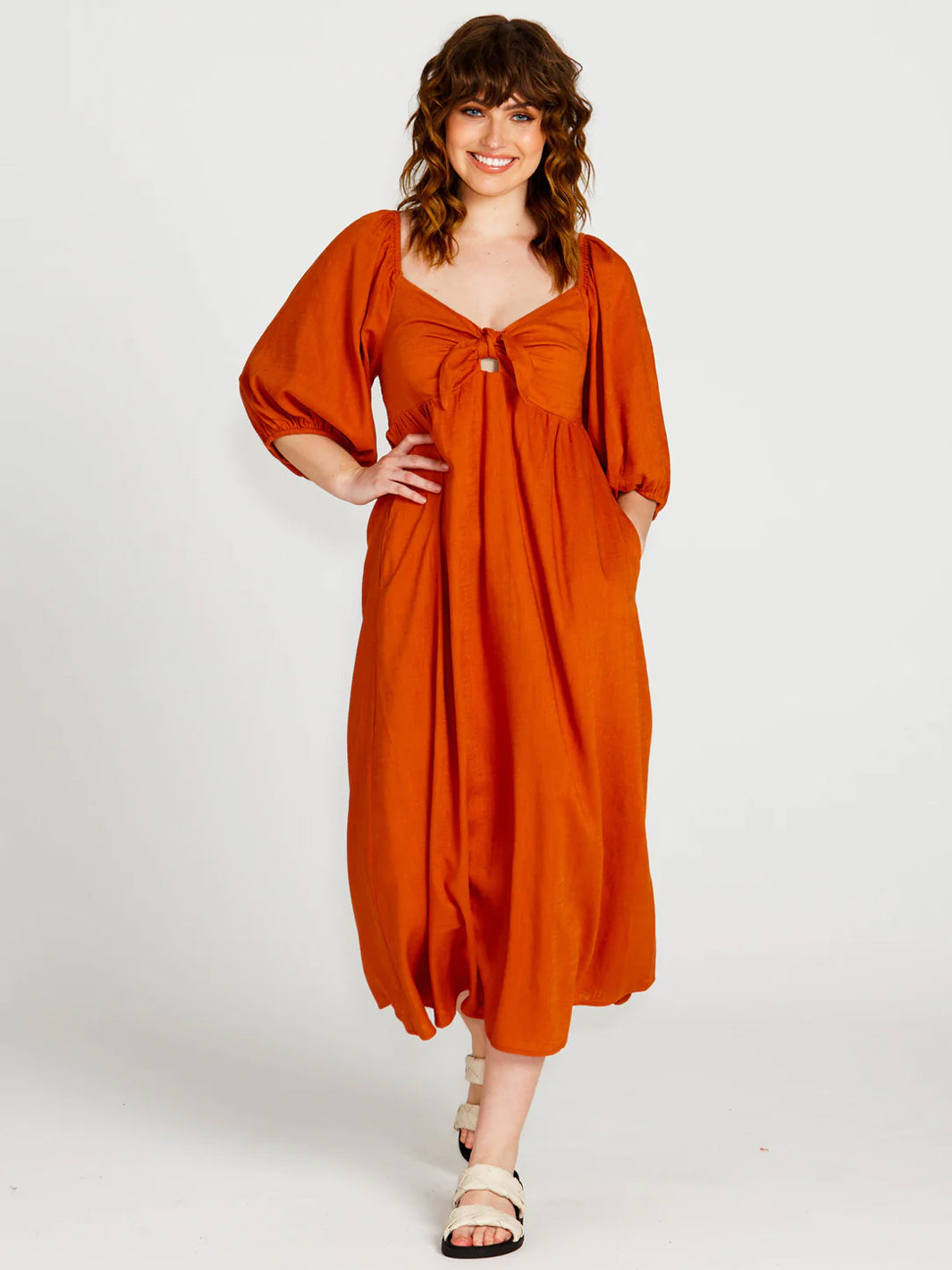 Francesca Puff Sleeve Midi Dress