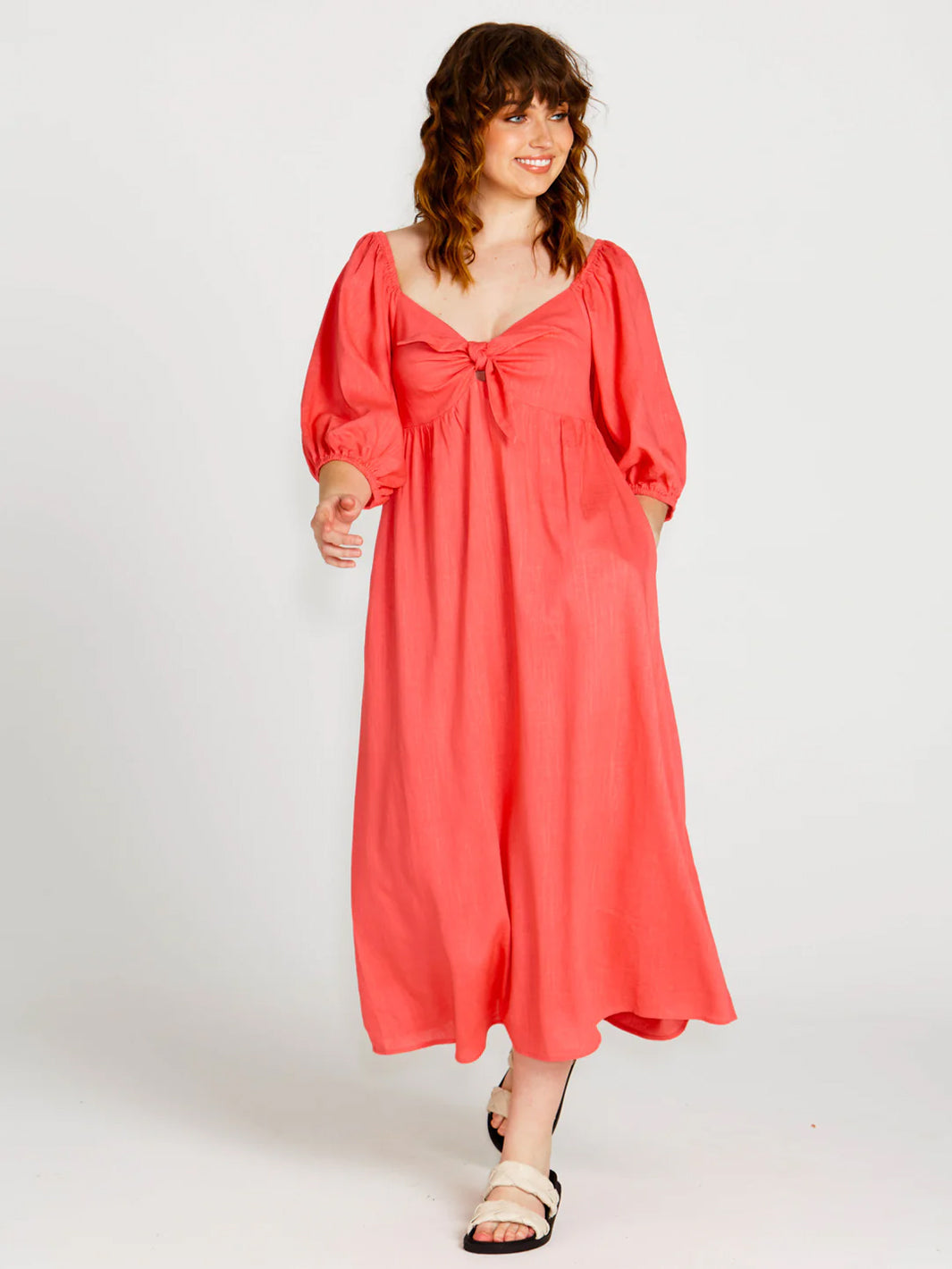 Francesca Puff Sleeve Midi Dress